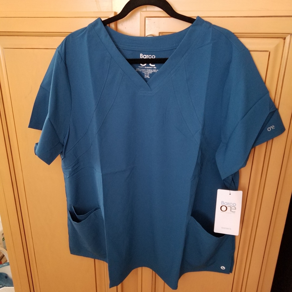 Barco One Women S 4-Pocket Princess Seam V-Neck Scrub Top - 3XL
